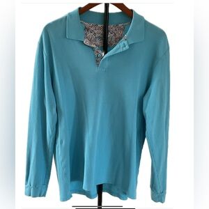 **Bertigo Stylish Turquoise Long Sleeve Polo Shirt